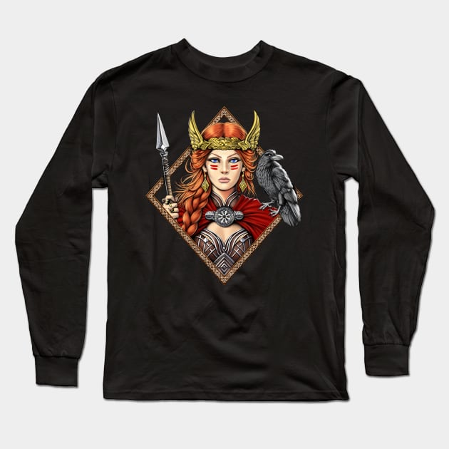 Norse Goddess Freya Long Sleeve T-Shirt by underheaven